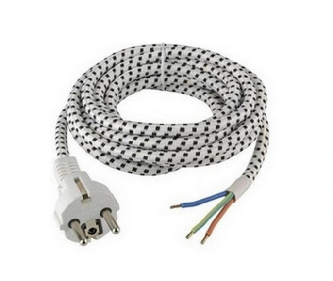 Textile Braided Cable with Plug 2m 3x0.75mm² H03RT-H Commel C0333X